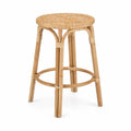 Taboret barowy rattanowy z bambusem