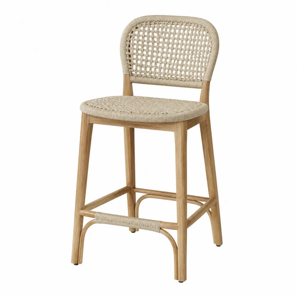 Krzesełko barowe dębowe z siedziskiem rattanowym, 100 cm, naturalny