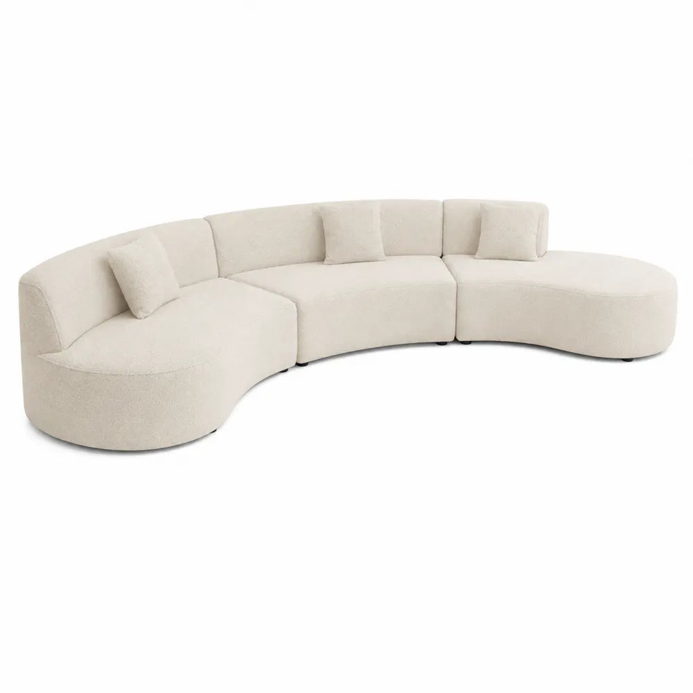Sofa modułowa z tkaniny jasnoszarej, długość 300 cm, głębokość 150 cm
