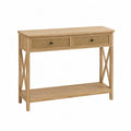 Konsola drewniana z rattanowymi frontami szuflad 100x30x80 cm