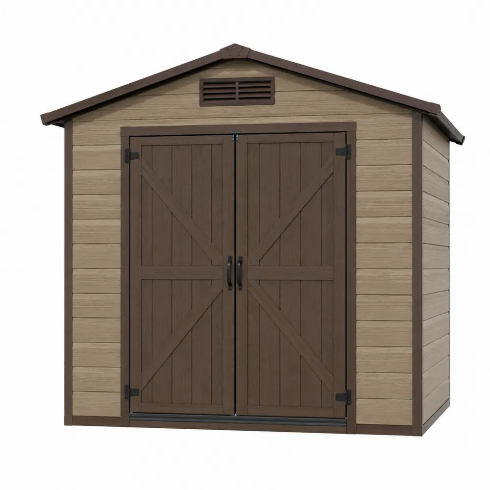 Domek ogrodowy polipropylenowy 256x312x226 cm brązowy