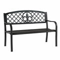 Metalowa ławka ogrodowa z żelaza czarna 128 cm