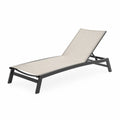 Leżak ogrodowy aluminiowy z tkaniną tekstylną 200x65x35 cm beżowy