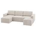 Sofa narożna modułowa sztruksowa kremowa 300x90x70 cm