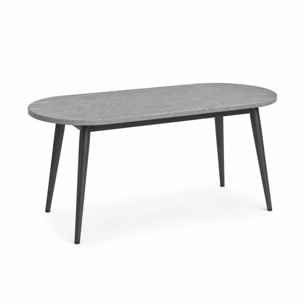 Stół ogrodowy owalny z blatem z betonu polerowanego i aluminiowymi nogami 180x90x75 cm