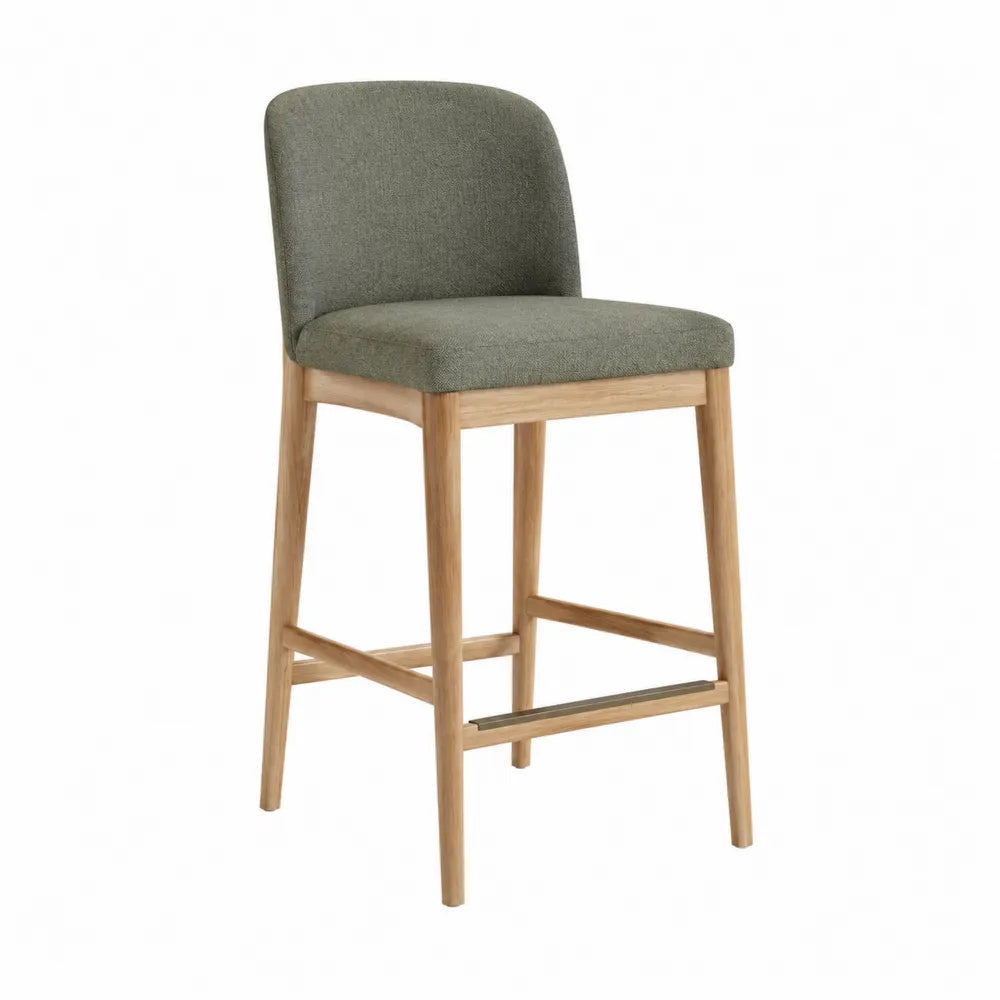 Hoker drewniany z zieloną tkaniną 95 cm
