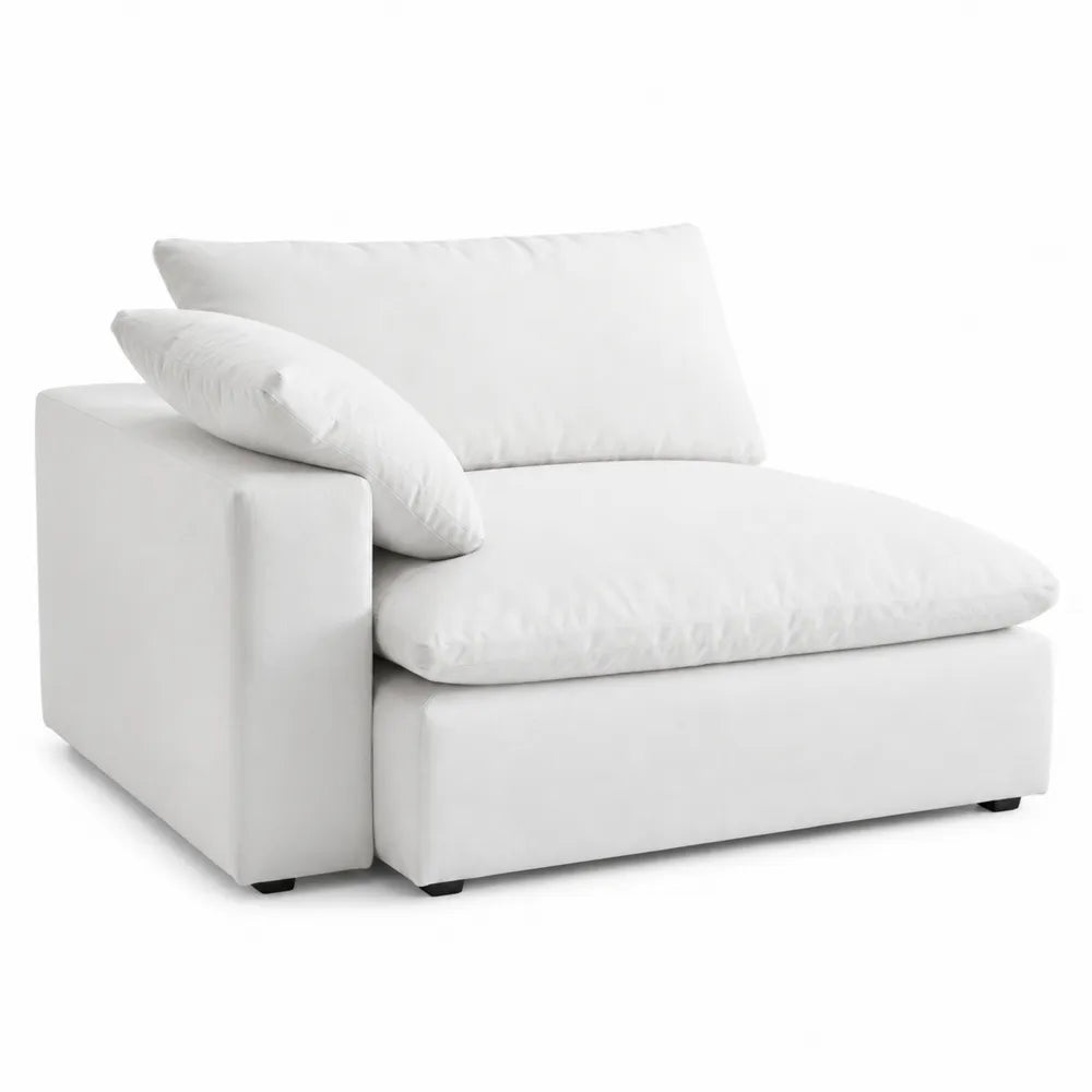 Sofa Modułowa z Podłokietnikiem Lewym Biała Tkanina 100x100x70 cm