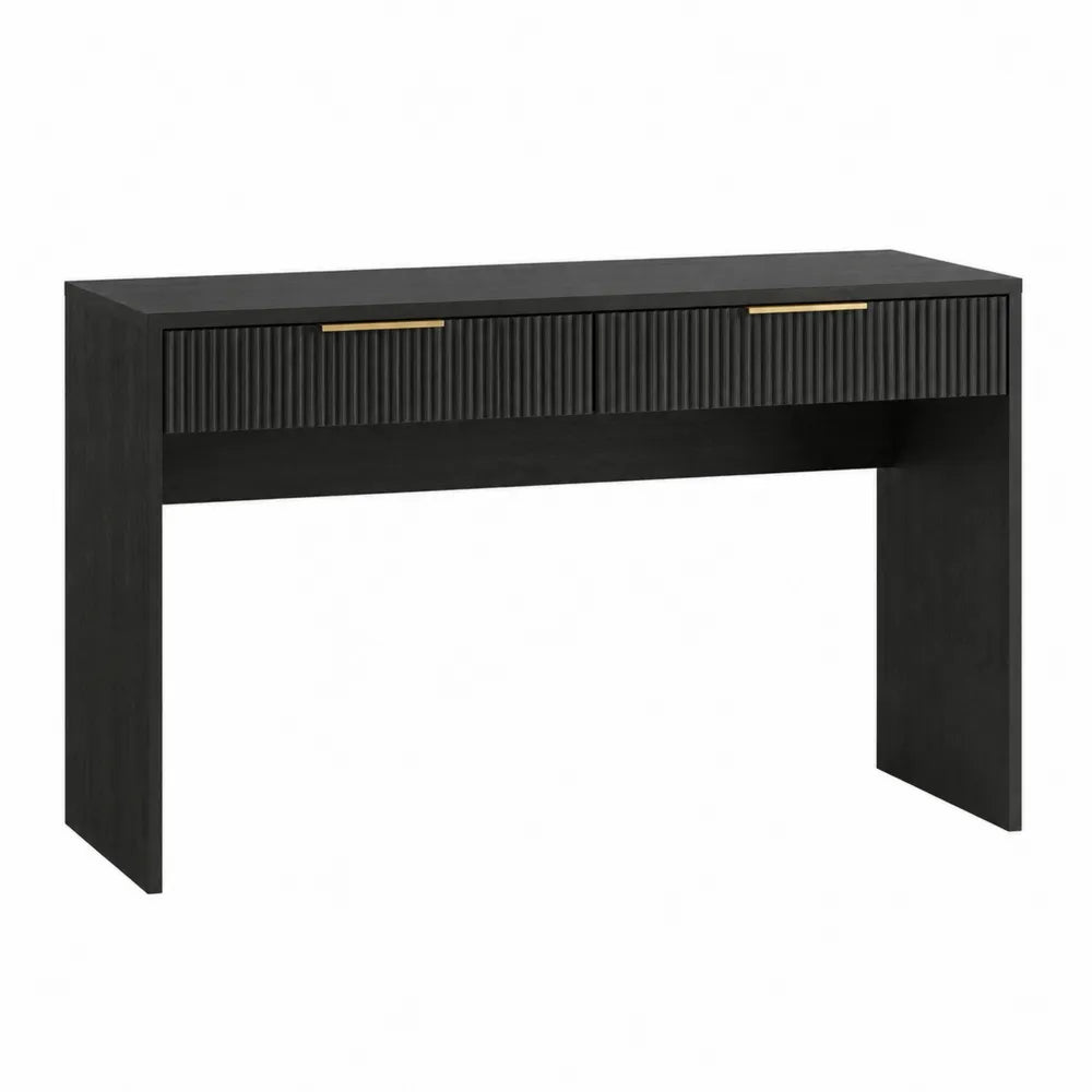 Biurko czarne z drewna inżynieryjnego z szufladami 120x45x75 cm