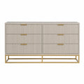 Komoda z sześcioma szufladami z płyty MDF i metalu 140x45x80 cm beżowa